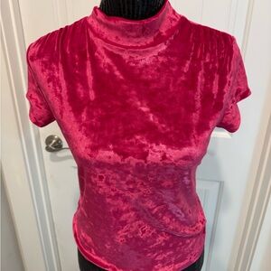 a new day Velvet Short Sleeve Top in Rich Pink women’s size medium B